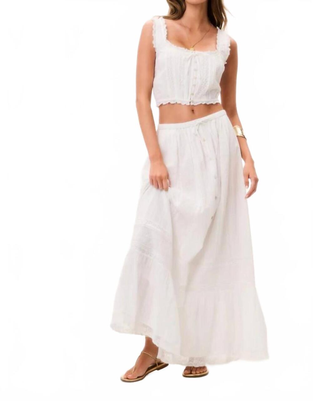 NEW LOVESHACKFANCY brina skirt in optic white